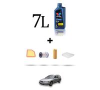 HOFFCAR Kit tagliando 4 FILTRI e 7L OLIO per Volvo V70 II 2.4 D5 120Kw dal 2001