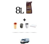 HOFFCAR Kit tagliando 4 FILTRI e 8L OLIO per Iveco Daily III 35-14 2.3 Turbo Die