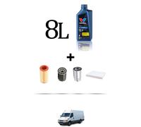 HOFFCAR Kit tagliando 4 FILTRI e 8L OLIO per Iveco Daily III 35-14 2.3 Turbo Die