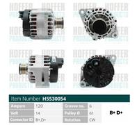 HOFFER Alternatore FIAT ALFA ROMEO 1,9 71773263 73503235