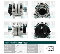 HOFFER Alternatore VW AUDI SEAT 1,9 1,8 028903028E 1100712 028903029G 1253624