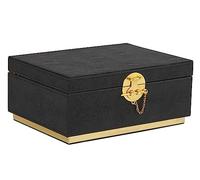 HofferRuffer Elegante scatola decorativa in ecopelle, organizer per gioielli, grande cassettiera, organizer per cosmetici, organizer classico per gioielli, 27,9 x 20,3 x 12,2 cm (nero)