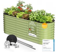 HOFGARTEN 200x60x64 cm Orto Rialzato da Esterno - Letto da Giardino 6-in-1 - Cassone per Aiuola in Acciaio Zincato con Fondo Aperto - Inossidabile & Durevole - Kit Fioriera per Terrazzo (Verde)