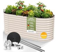 HOFGARTEN 200x80x78 cm Orto Rialzato da Esterno Grande - Letto da Giardino Salva Schiena - Cassone per Aiuola in Acciaio Zincato con Fondo Aperto - Inossidabile & Durevole - Kit Fioriera (Crema)