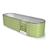 HOFGARTEN ® QuickGrow Orto Rialzato da Esterno in Acciaio Zincato | Inossidabile | Cassoni Orto con Fondo Aperto | 200L x 60P x 42A cm | Ortaggi, Erbe, Fiori (Verde Primavera)