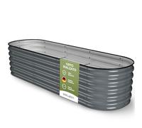 HOFGARTEN ® QuickGrow Orto Rialzato da Esterno in Acciaio Zincato | Inossidabile | Cassoni Orto con Fondo Aperto | 200L x 60P x 42A cm | Ortaggi, Erbe, Fiori (Grigio Antracite)