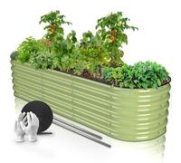 HOFGARTEN® QuickGrow - Orto Rialzato da Esterno in Acciaio Zincato | Inossidabile | Kit Modulare 6-in-1 | Cassoni Orto con Fondo Aperto | 200L x 60P x 42A cm | Ortaggi, Erbe, Fiori (Verde)