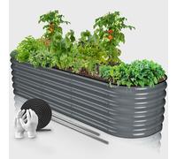 HOFGARTEN® QuickGrow - Orto Rialzato da Esterno in Acciaio Zincato | Inossidabile | Kit Modulare 6-in-1 | Cassoni Orto con Fondo Aperto | 200L x 60P x 42A cm | Ortaggi, Erbe, Fiori (Antracite)