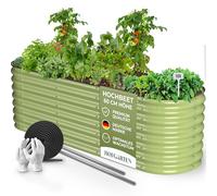 HOFGARTEN® QuickGrow Plus - Orto Rialzato da Esterno in Acciaio Zincato | Inossidabile | Kit Modulare 6-in-1 | Cassoni Orto con Fondo Aperto | 200L x 60P x 60A cm | Ortaggi, Erbe, Fiori (Verde)