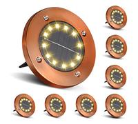 HOFLYW Luci a disco solari per esterni, luci solari da giardino, luci da giardino a terra, confezione da 8, 12 LED, per vialetti, cortili, vialetti (bronzo, confezione da 8)