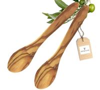 HOFMEISTER® 2 cucchiai da tavola in legno d'ulivo, caratteristici venature, legno, oliva, cucchiai per ciotola e cereali, 20,5 x 4,2 x 1 cm (2 pezzi)