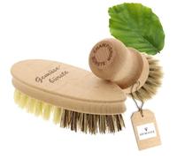 HOFMEISTER® Set di spazzole per funghi e spazzola per verdure - per la pulizia delicata di funghi e verdure, in morbido crine di cavallo, Fibre & Union e legno di faggio