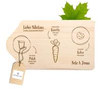 HOFMEISTER Tagliere di Babbo Natale personalizzato con incisione - Tagliere in legno d'acero in design di Babbo Natale - Rituale amorevole per bambini e famiglia - 23 cm