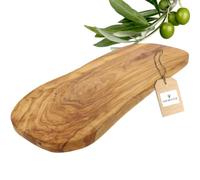HOFMEISTER® Tagliere in legno d'ulivo, robusto tagliere in legno d'ulivo, tagliere per la colazione, tagliere da portata, tagliere in legno, forma naturale, 40 x 18,5 x 1,5 cm (1 pezzo)