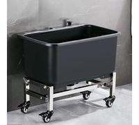HOFMSX Lavello da Cucina di Servizio - Vasca per Lavanderia Indipendente con Vasca Profonda e Ruote Stazione di Lavaggio per mocio Commerciale Supporto Rimovibile (60x40x50,5 cm)