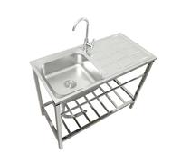 HOFMSX Lavello da Cucina in Acciaio Inossidabile con Una Vasca, postazione di Lavoro Indipendente per Esterni, Set di Lavaggio con Rubinetto, Garage, Ristorante, Cucina, Lavanderia, Inter