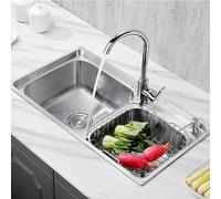 HOFMSX lavello in Acciaio Inox con 2 vasche da Incasso, Doppia Vasca, scolapiatti Commerciale, Filtro e Rubinetto, Installazione sottotop a Filo (72 * 38 cm)