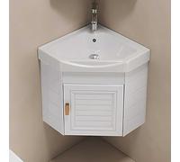 HOFMSX Mobiletto Moderno per Il Bagno ad Angolo con lavabo, lavabo di Servizio a Parete, Rubinetto per Acqua Calda e Fredda, Piccola Vasca per Lavanderia in Ceramica per spazi compatti.