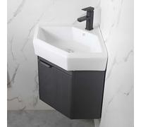 HOFMSX Mobiletto Moderno per Il Bagno ad Angolo con lavabo, lavabo di Servizio a Parete, Rubinetto per Acqua Calda e Fredda, Piccola Vasca per Lavanderia in Ceramica.