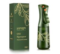 hoforife Spray per Olio in Vetro per Friggitrice ad Aria e Cucina, Vaporizzatore d’Olio con Controllo delle Porzioni per Airfryer, Cucinare e Cuocere al Forno - Fiori verdi e dorati, 227 ml
