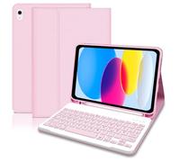 Hofsos Custodia con tastiera per iPad A16 11 generazione 2025/10 generazione 2022(11/10.9"), tastiera QWERTZ Layout Keyboard, custodia magnetica rimovibile con portapenne per iPad 11/10° Gen, rosa