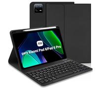 Hofsos Custodia con tastiera per Xiaomi Pad 6/Pad 6 Pro 11 pollici, Bluetooth spagnolo Ñ tastiera, custodia protettiva per rimovibile con portapenne per Xiaomi Pad 6 11", nero
