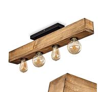 hofstein Lampada a soffitto Berat, lampada a soffitto allungata in metallo/legno in nero/marrone scuro, lampada moderna con trave in legno, 4 x E27,senza lampadina/e