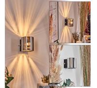 HOFSTEIN Lampada da parete Bamako, lampada in metallo/vetro nero/cromo/fumo, moderna Up&Down con effetto luce, interruttore sull'alloggiamento, G9, soggiorno, camera letto, cucina, corridoio, scala