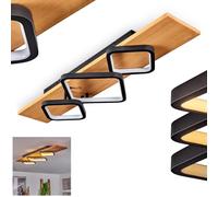 HOFSTEIN Lampada da soffitto a LED Pompu, moderna plafoniera in metallo/legno/plastica in nero/naturale/bianco, 100 cm, dimmerabile tramite interruttore della luce, 3800 lumen, 3000 Kelvin, 1 LED da