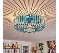 hofstein Lampada da soffitto Wemude, moderna in metallo, vintage moderna, 1 lampadina E27, Effetto luminoso emozionante grazie all'aspetto a griglia, rotonda, petrolio, 40 cm,sala da pranzo, cucina