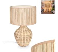HOFSTEIN Lampada da tavolo Halarna, lampada da tavolo in rattan, vimini, erba marina, colore naturale/beige, con interruttore sul cavo, E27, soggiorno, camera da letto, sala da pranzo, corridoio,