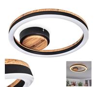 HOFSTEIN Plafoniera a LED Cascada, moderna lampada da soffitto in metallo/MDF/plastica in nero/effetto legno/bianco, diametro 30 cm, 12 Watt, 1350 lumen, 3000 K, per soggiorno, camera da letto, sala