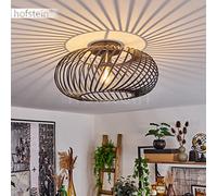 hofstein Plafoniera Oravi, lampada da soffitto rotonda in metallo nero, 1 luce, attacco E27, Ø 40 cm, design retrò/vintage con grande effetto luminoso grazie al look a reticolo, lampadine non incluse