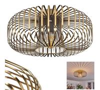 HOFSTEIN plafoniera Wemude, plafoniera rotonda in metallo color ottone antico, apparecchio retrò con effetto luce grazie all'aspetto a griglia, Ø 40 cm, 1 luce, attacco E27. senza lampadine