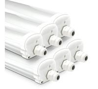 HOFTRONIC - 6x Plafoniera LED Impermeabile per soffitto IP65 150 cm - 48 W 5760 Lumen - 6400 K luce Bianca Fredda - Collegabili - IK07 - Lampada per Garage Cucina Officina Ufficio Bagno Magazzino