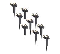 HOFTRONIC - 9 faretti da giardino Pinero doppio LED con picchetto - GU10 orientabile a 317° - dimmerabile - 4000 K bianco neutro - Faretto da terra per alberi, arbusti, stagni e piante