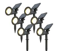 HOFTRONIC - Faretto solare da giardino Bend IP65, impermeabile, 3000 K, per esterni, 6 pezzi, con pannello solare invernale, bianco caldo