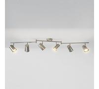 HOFTRONIC Riga - Plafoniera LED a 6 fiamme, girevole e orientabile, dimmerabile, GU10 4 W 345 lm 2700 K, bianco caldo, in acciaio inox, per soggiorno, camera da letto, cucina, faretto da parete e