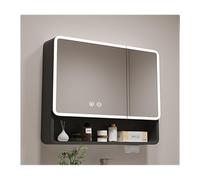 HOFUNTRE Armadietto Bagno Da Parete Con Ante A Specchio， Armadio Specchio Bagno，Design Antiappannamento, Materiale In Lega Di Alluminio, Grande Capacità Stoccaggio(Black,78 * 70cm/30.7 * 27.5in)