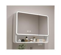 HOFUNTRE Armadietto Bagno Da Parete Con Ante A Specchio， Armadio Specchio Bagno，Design Antiappannamento, Materiale In Lega Di Alluminio, Grande Capacità Stoccaggio(White,56 * 70cm/22 * 27.5in)