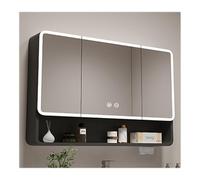 HOFUNTRE Armadietto Bagno Da Parete Con Ante A Specchio， Armadio Specchio Bagno，Design Antiappannamento, Materiale In Lega Di Alluminio, Grande Capacità Stoccaggio(Black,90 * 70cm/35.4 * 27.5in)