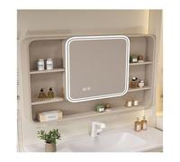HOFUNTRE Armadietto Bagno Da Parete Con Ante A Specchio， Armadio Specchio Bagno，Sbrinatore A Un Pulsante, Impermeabile E Resistente All'umidità, Spazio Di Archiviazione Suddiviso(90*70cm/35.4*27.5in)