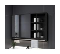HOFUNTRE Armadietto Bagno Da Parete Con Ante A Specchio,Specchio Contenitore Luce , Armadio Specchio Bagno,Adatto Vari Scenari Come Casa, Hotel, Appartamento, Ecc(Black,ORDINARY VERSION_70*75CM)