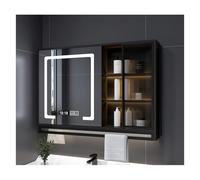 HOFUNTRE Armadietto Bagno Da Parete Con Ante A Specchio,Specchio Contenitore Luce , Armadio Specchio Bagno,Adatto Vari Scenari Come Casa, Hotel, Appartamento, Ecc(Black,UPGRADED VERSION_60*75CM)