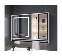 HOFUNTRE Armadietto Bagno Da Parete Con Ante A Specchio,Specchio Contenitore Luce , Armadio Specchio Bagno,Adatto Vari Scenari Come Casa, Hotel, Appartamento, Ecc(White,UPGRADED VERSION_100*75CM)