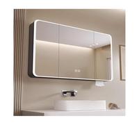 HOFUNTRE Mobiletto Bagno Sospeso,Armadietto Arredo Con Specchio ,Mobiletto Bagno Con Specchio LED ,Adatto A Vari Scenari Come Case, Appartamenti, Hotel, Ecc.(Gray,110 * 70cm/43.3 * 27.5in)