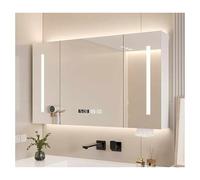 HOFUNTRE Mobiletto Specchio Bagno Sospeso，Armadietto Arredo Con ，Adatto for Bagni Di Casa, Appartamenti, Camere D'albergo, Ecc(White,110 * 70cm/43.3 * 27.5in)