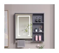 HOFUNTRE Mobiletto Specchio Bagno Sospeso，Armadietto Arredo Con ，Ampia Capacità Di Archiviazione, Ad Alta Definizione, Adatto A Molteplici Scenari(Gray,70 * 70cm/27.5 * 27.5in)
