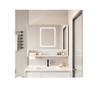 HOFUNTRE Mobiletto Specchio Bagno Sospeso，Armadietto Arredo Con Specchio ，Applicabile A Vari Scenari Quali Residenze, Hotel Aziendali, Appartamenti, Ecc.(Smart model,100 * 75cm)