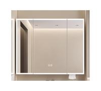 HOFUNTRE Mobiletto Specchio Bagno Sospeso，Illuminazione Surround, Design Antiappannamento Con Un Solo Pulsante, Ampia Capacità Di Archiviazione, Adatto A Molteplici Scenari(White,80*70cm/34.5*27.5in)